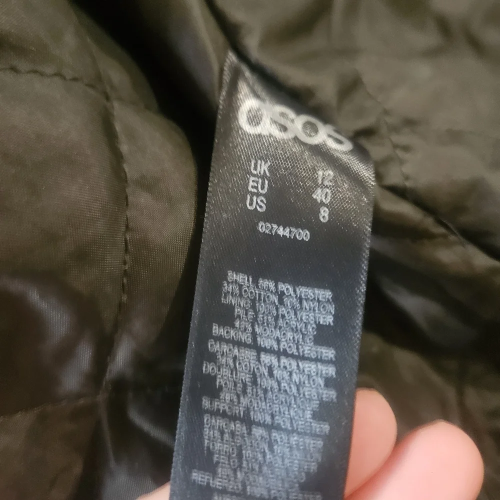 ASOS Parka Fur Trimmed Hood Utikity Medium Warmth Coat. Khaki/olive. Size 8
